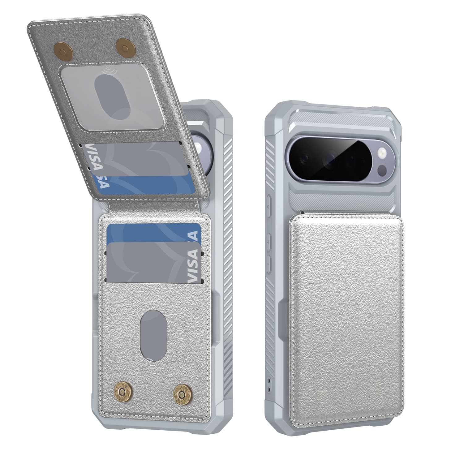 UUCOVER - For Google Pixel 10 /10 Pro Wallet Case Flip Card Slot Holder Kickstand, Shockproof TPU Bumper PU Leather Phone Cover - Silvergray price history on PriceWatchPro