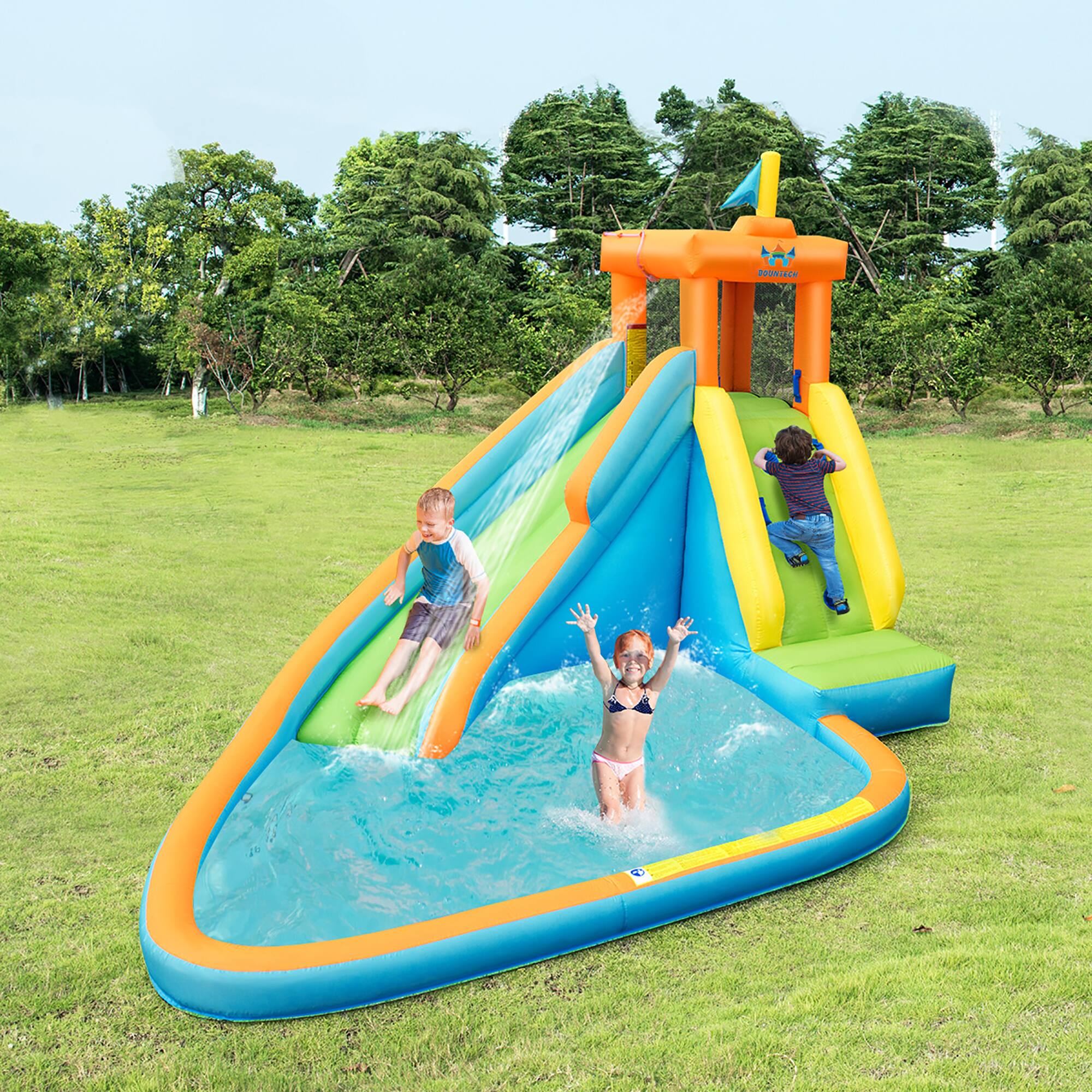 Alt View 3. Costway - Costway  Kids Bounce House Castle Splash Water Pool with 740W Blower - Multicolor.