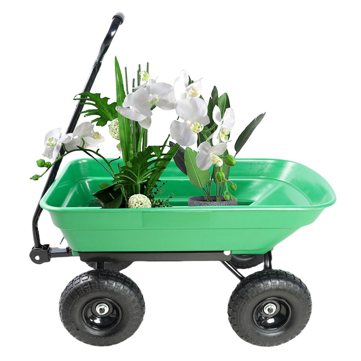 Alt View 1. Loheer - Loheer Poly Garden Dump Truck Steel Frame Garden Cart 55L Green.