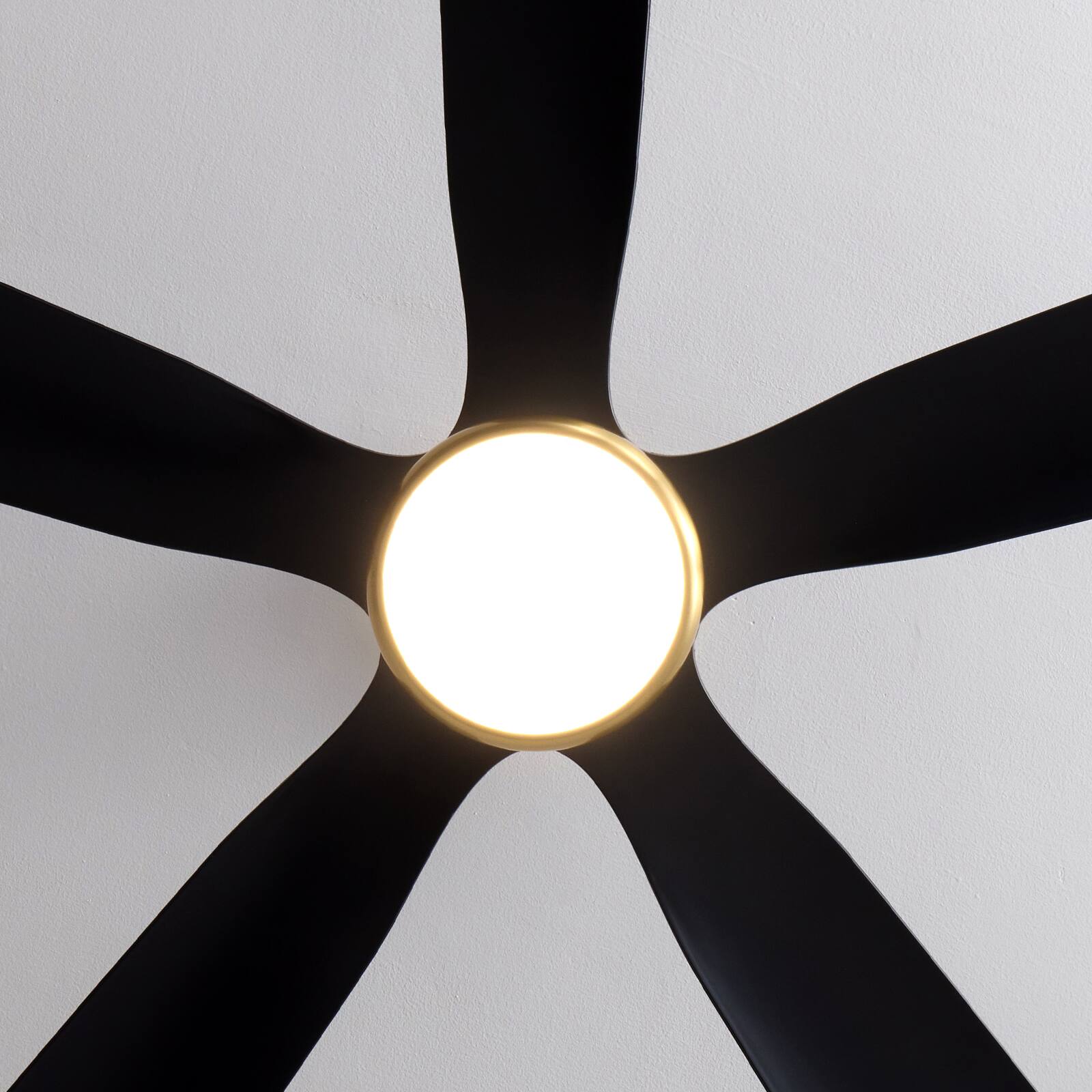 Alt View 7. Siljoy - 52" Black Gold 5-Blade Ceiling Fan Light Quiet DC Motor 3-Color Temp Remote for Living Bedroom - Matte Black.