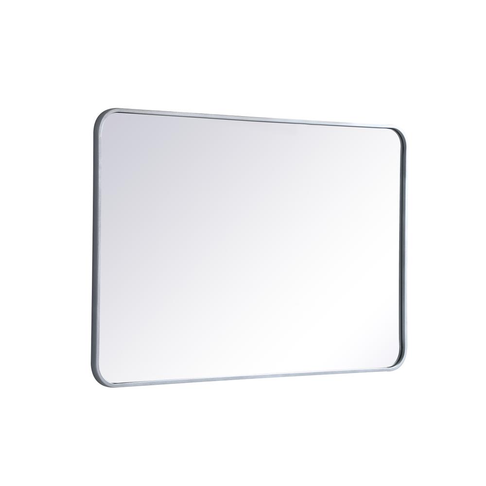 Alt View 1. Elegant Decor - Soft corner metal rectangular mirror 27x40 inch in Silver - Silver.