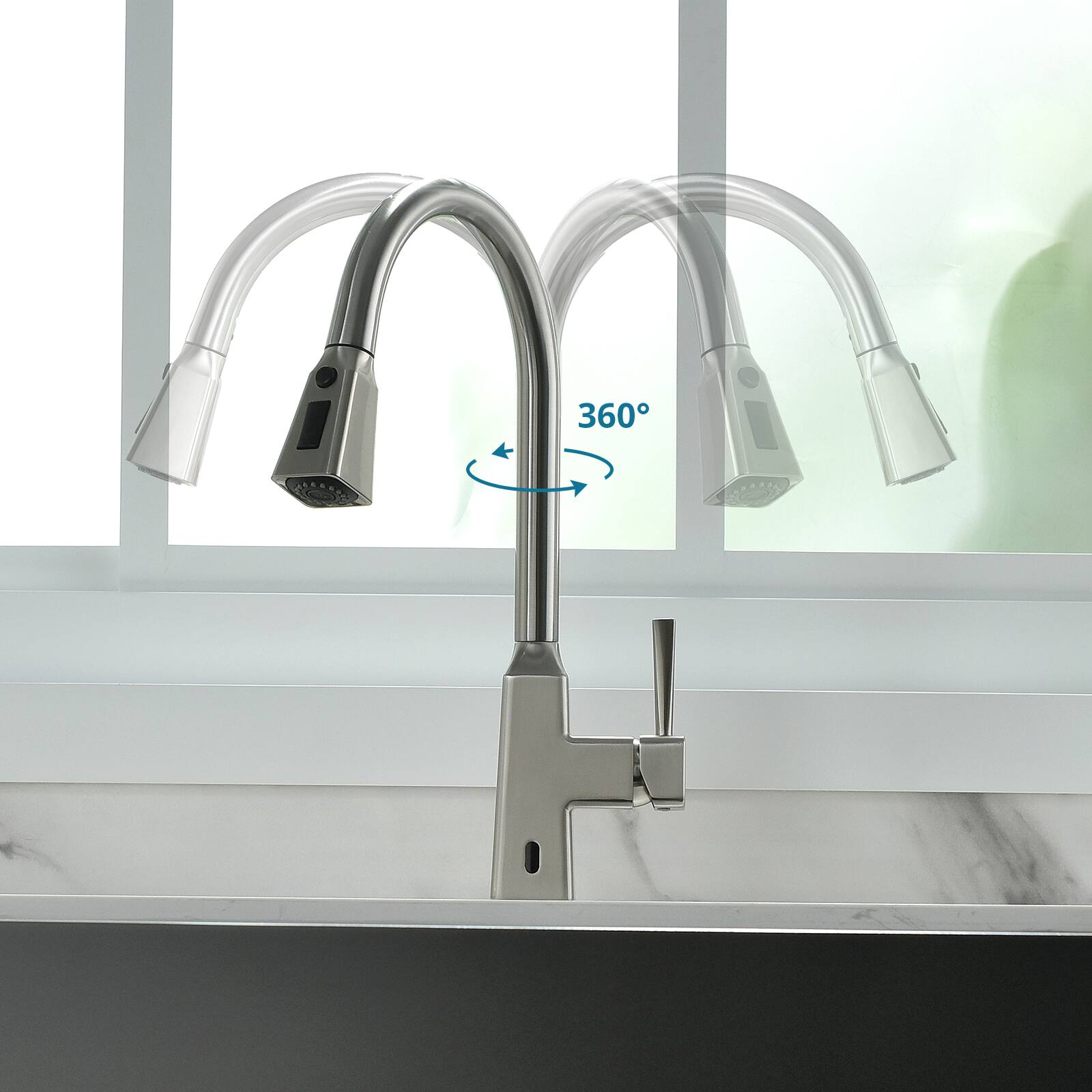 Alt View 2. Siljoy - Touchless Kitchen Faucet,Hands Free Automatic Smart Kitchen Faucet - Brushed Nickel.
