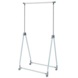Hivvago - Folding Extendable Metal Garment Rack Clothes Hanging Rod with Lockable Wheels - Silver