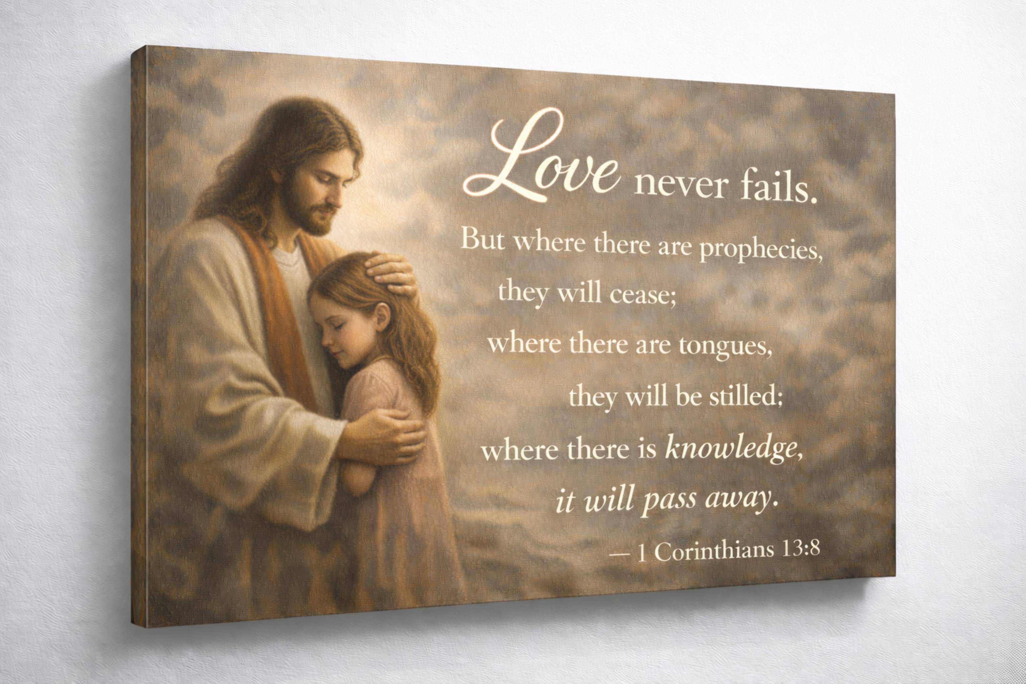 FC Design - Large Soft Love Embrace Canvas 24x36" Ready-to-Hang Religious Art Painting Home Wall Decor Gift - MultiColor