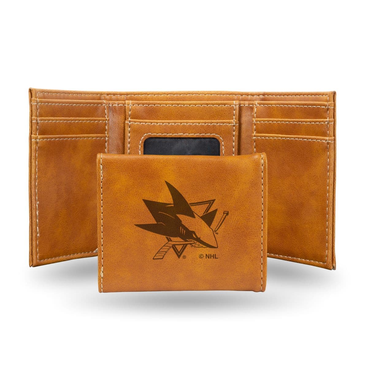Rico Industries - San Jose Sharks Brown Trifold Wallet with Clear ID Window - Multi