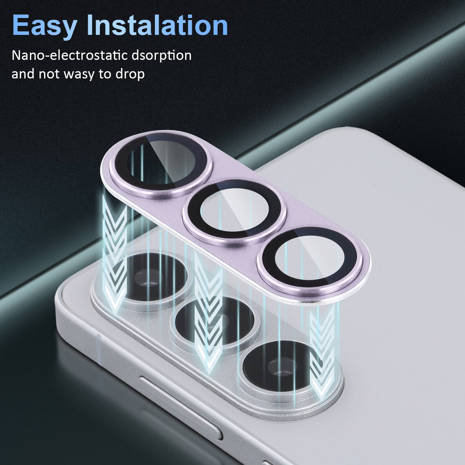 Easy Installation  
Nano-electrostatic adsorption and not easy to drop