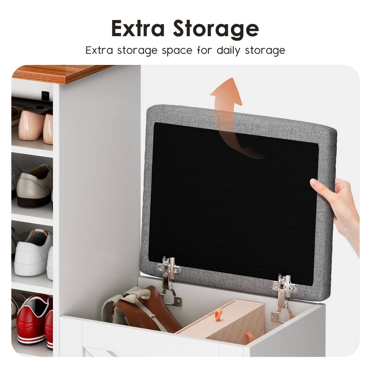 Extra Storage  
Extra storage space for daily storage