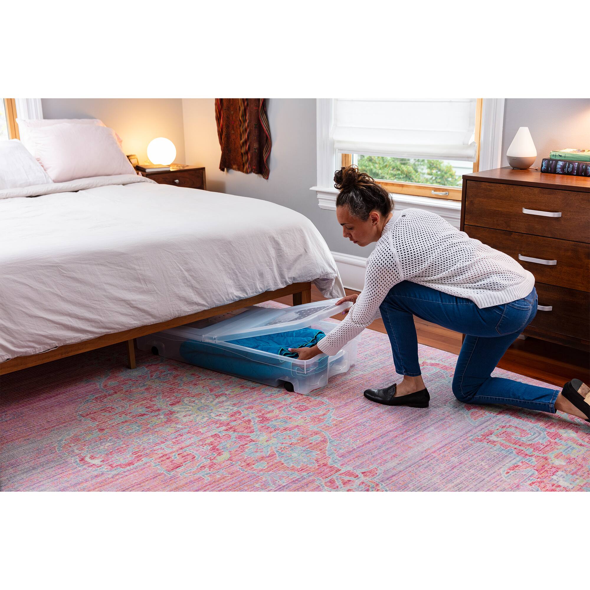 Alt View 10. RubberMaid - Rubbermaid 70 Qt Under Bed Wheeled Storage Boxes with Dual Hinged Lids (2 Pack) - Clear.