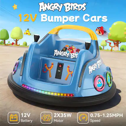 ANGRY BIRDS™ 12V Bumper Cars
ANGRY BIRDS™ BIT ANGAN
12V Battery
2X35W Motor
0.75-1.25MPH Speed