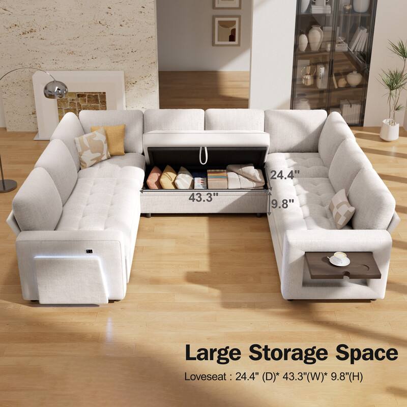 Large Storage Space  
Loveseat: 24.4" (D) * 43.3" (W) * 9.8" (H)