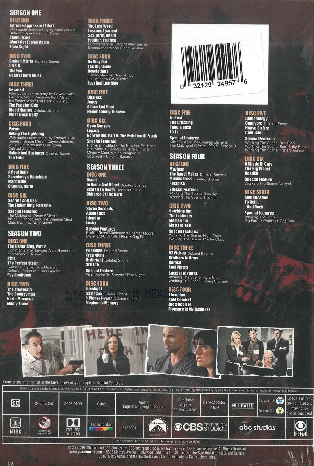 Alt View 1. Criminal Minds: Seasons 1-4   - DVD.