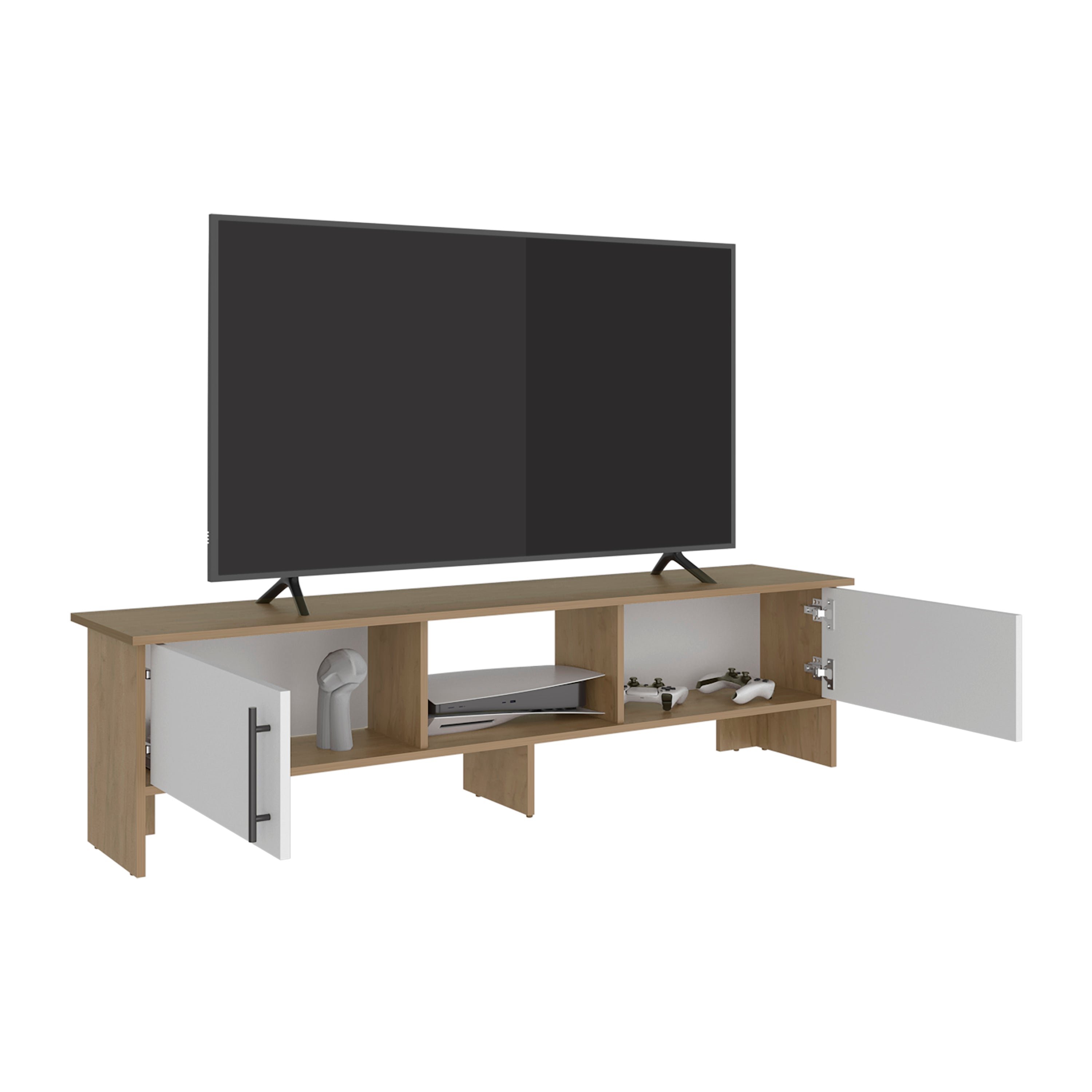 Alt View 1. TuHome - Modern Laminate Wood TV Stand and Entertainment Center, Fits TVs up to 65-Inch - White.