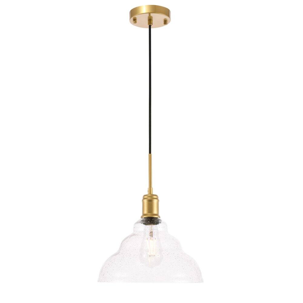 Alt View 10. Living District - Gil 1 Light Brass And Clear Seeded Glass Pendant - Brass And Clear Seeded Glass.