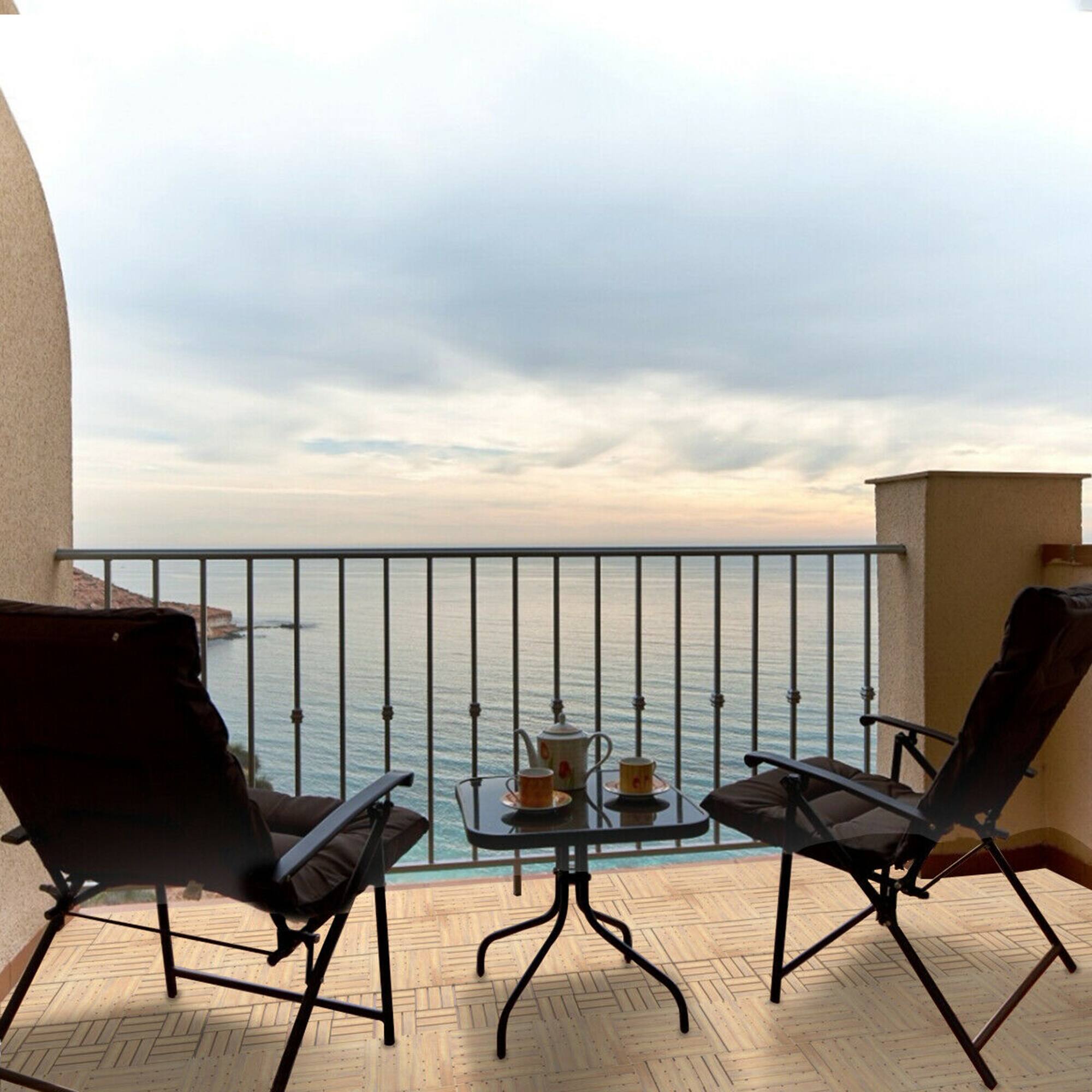 Alt View 8. Costway - Costway 40PCS 12" x 12" Acacia Wood Deck Tiles Interlocking Patio Pavers Check Pattern - Brown.