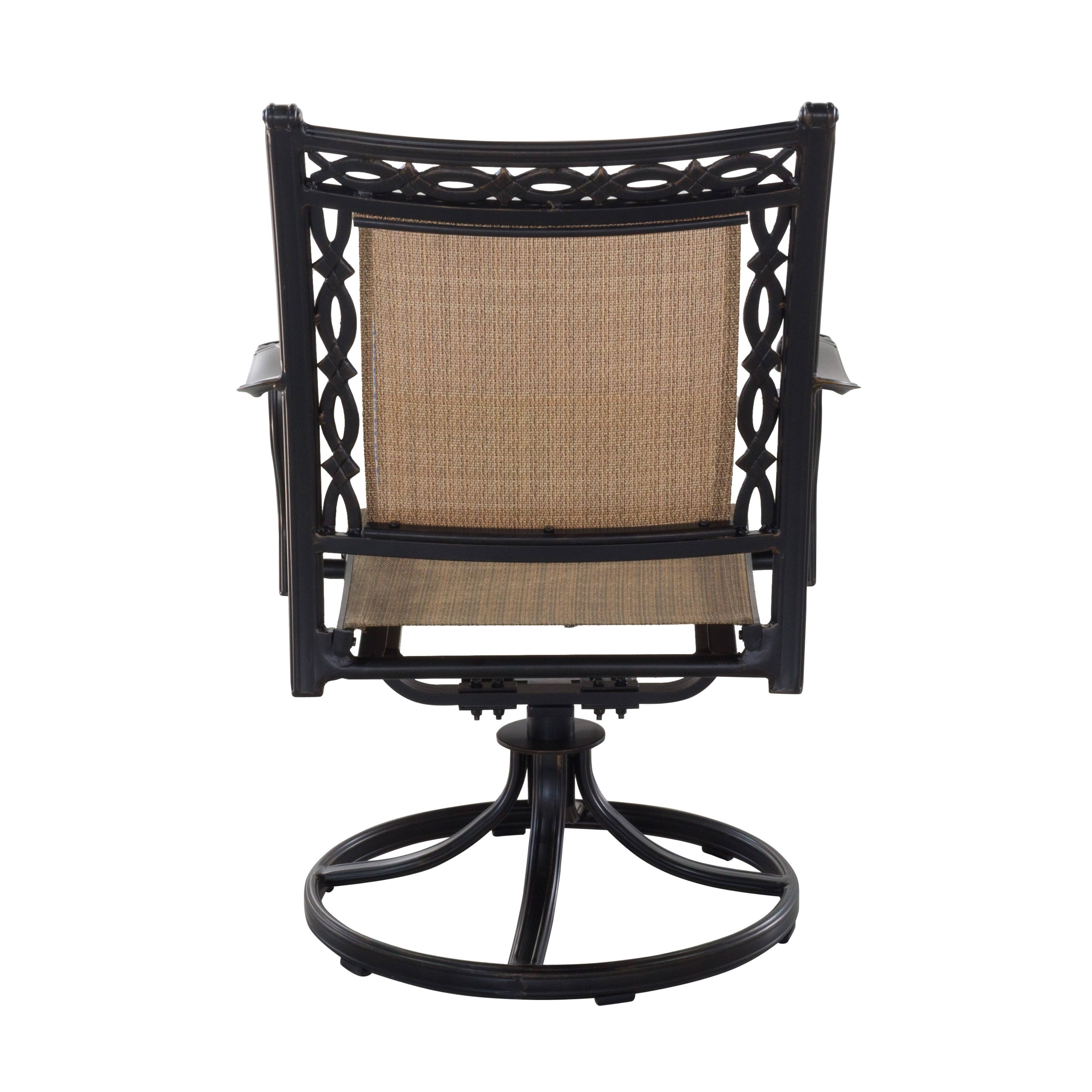 Alt View 4. Mondawe - 2-Piece Outdoor Patio Cast Aluminum Swivel Sling Chair - Black+Brown.