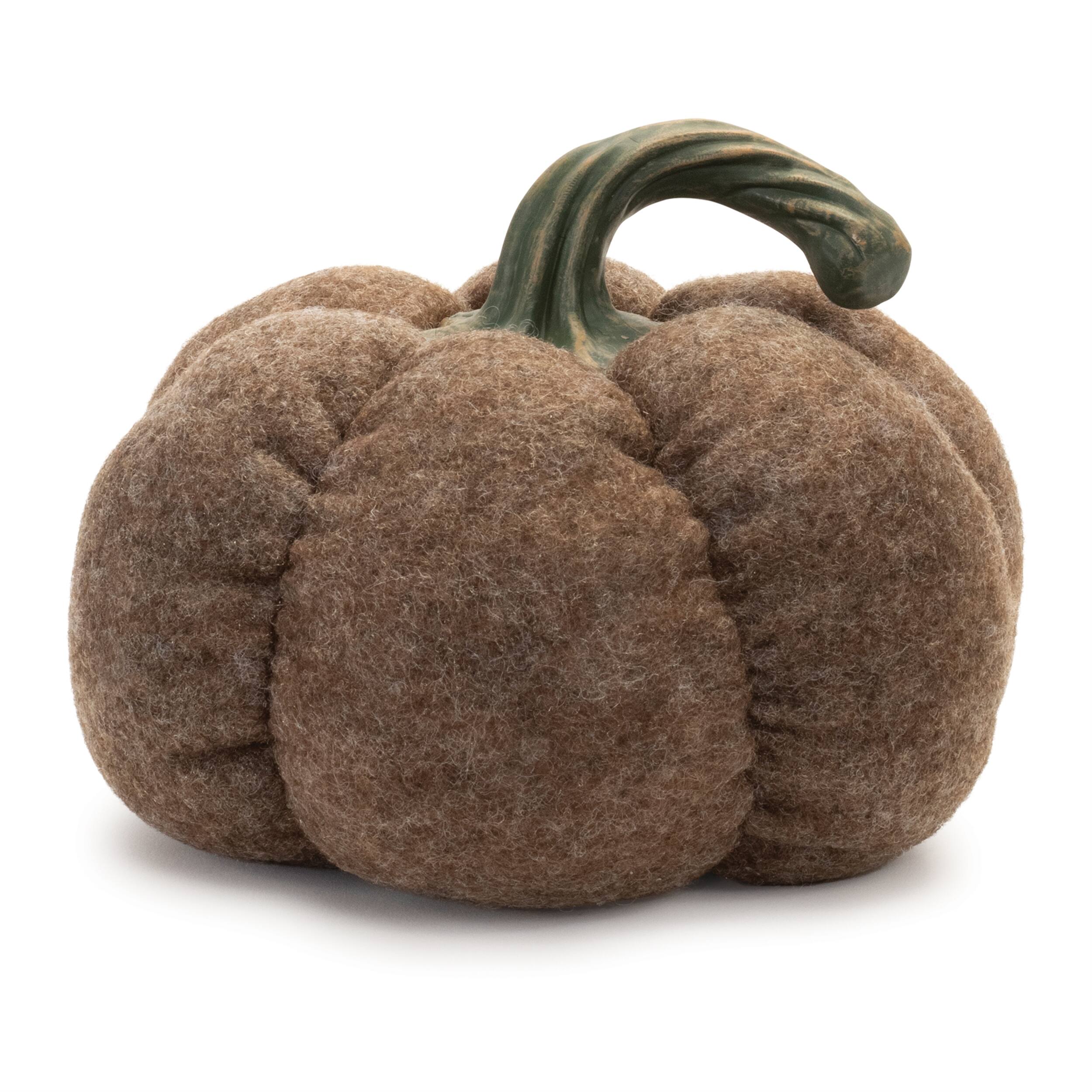 Back. BreeBe - Plush Pumpkin Decor (Set of 3) - Silver, Brown, Black.