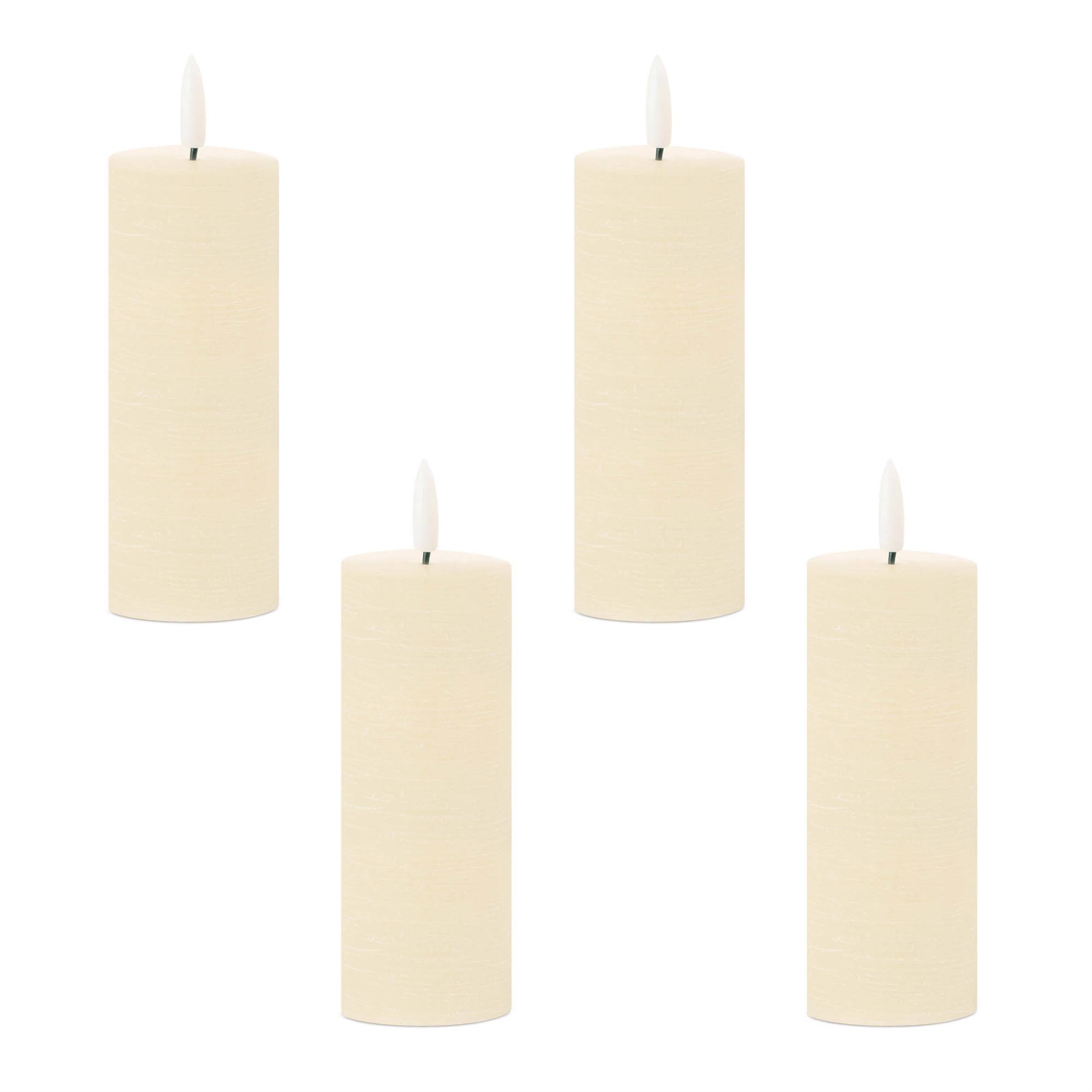 Left. BreeBe - FIA Wick Ivory Pillar Candle (Set of 4) - Beige.