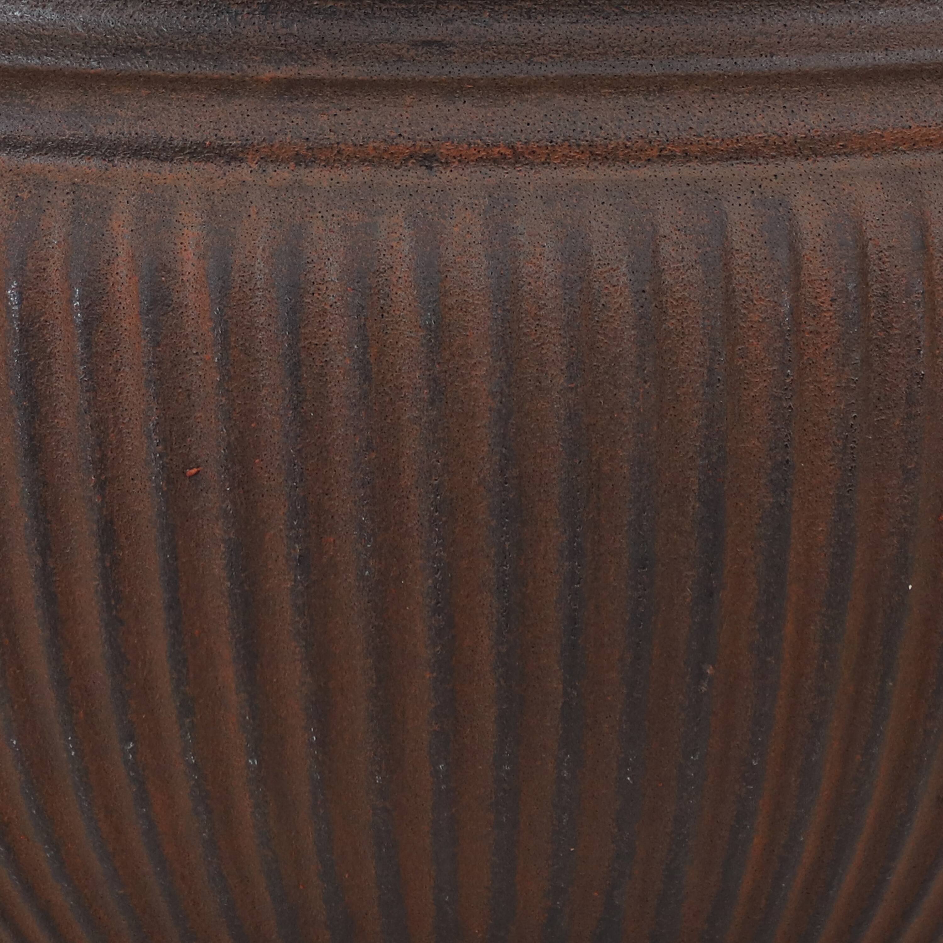 Alt View 7. Sunnydaze - 16 in Elizabeth Ribbed Urn Dual-Wall Polyresin Planter - Rust.