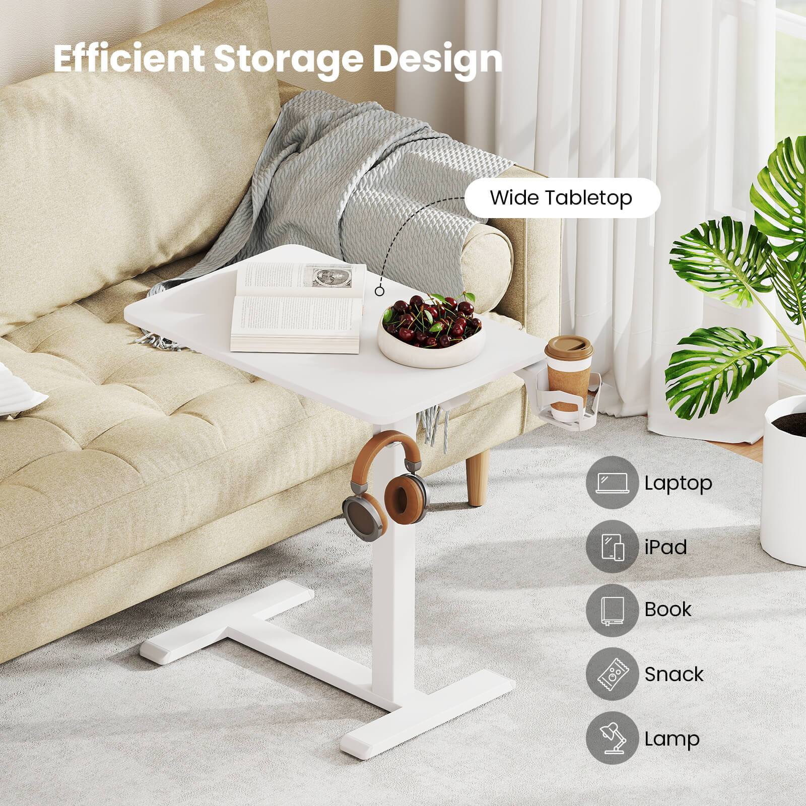 Efficient Storage Design

Wide Tabletop

- Laptop
- iPad
- Book
- Snack
- Lamp