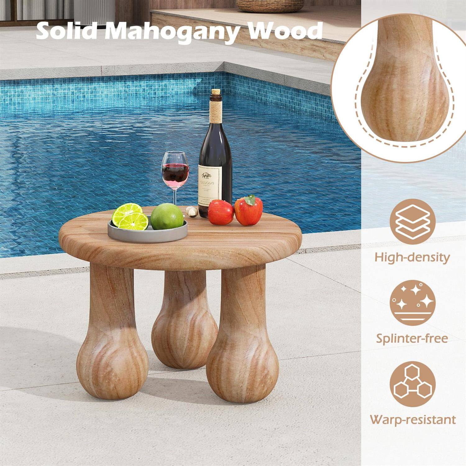 Solid Mahogany Wood

- High-density
- Splinter-free
- Warp-resistant