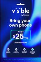 Visible - $25/mo plan + eSIM/pSIM Kit - Unlimited 5G data included - Blue - Front_Zoom