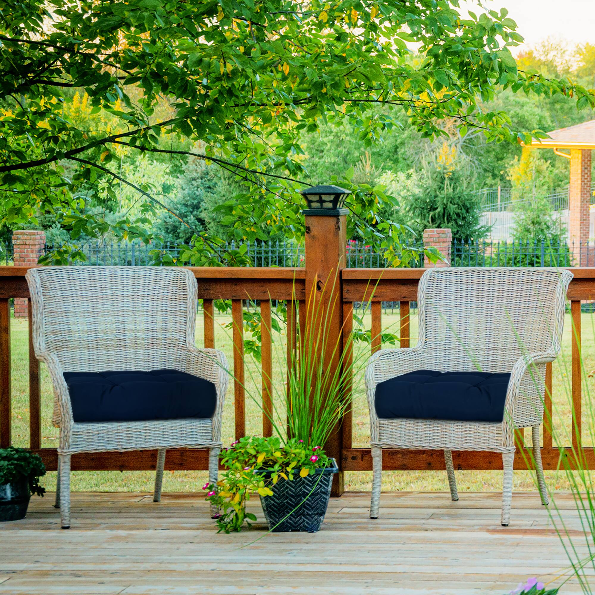 Alt View 3. Costway - Costway 2 PCS 21" x 21" Patio Chair Seat Cushion Pads Indoor/Outdoor - Navy.