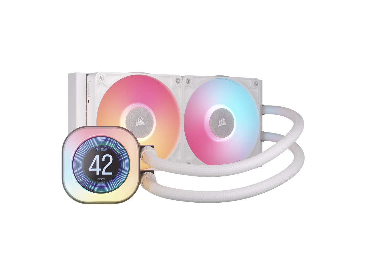 CORSAIR - iCUE LINK TITAN 240 RX LCD CPU Cooler – RX120 RGB Fans – iCUE LINK Hub Included - White