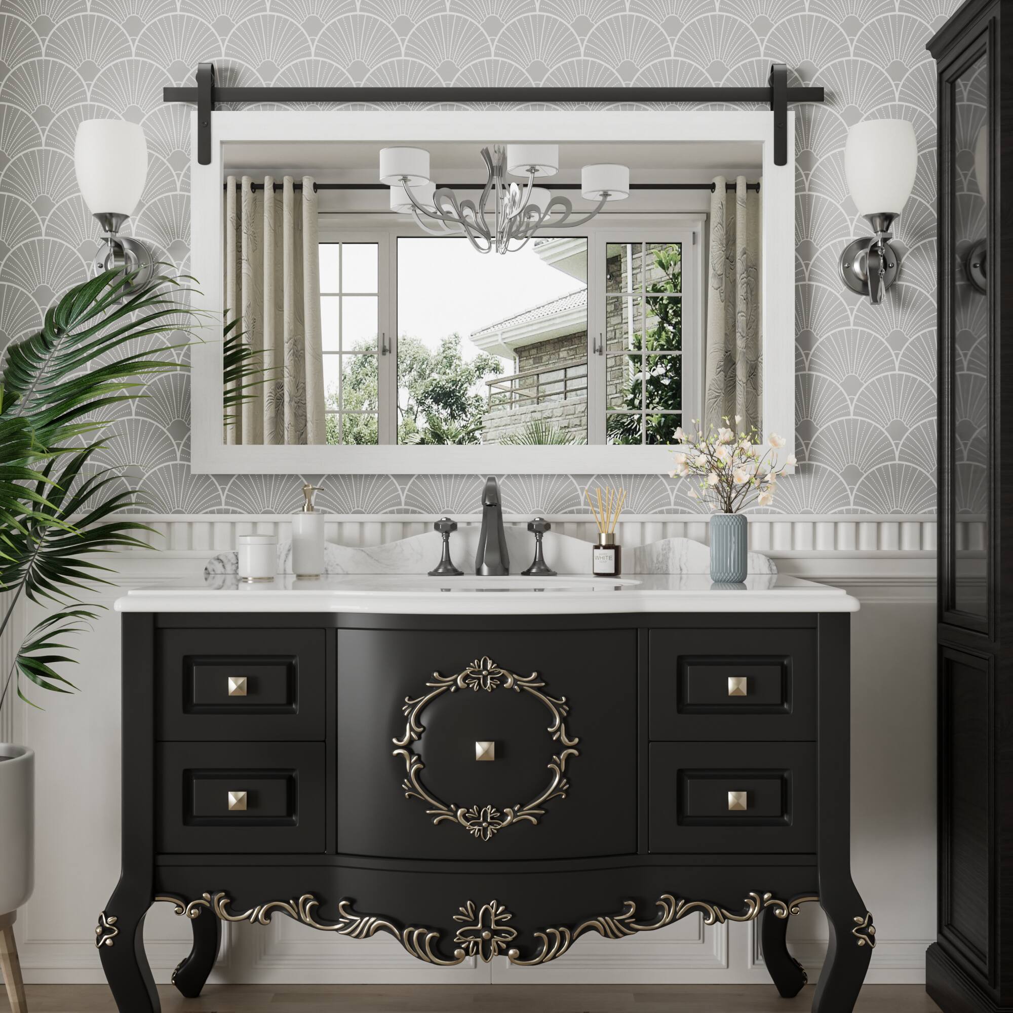 Alt View 1. PAIHOME - Rectangular Mirrors 40"x26" Wood Frame Wall Mirror Bathroom Mirror Bedroom Vanity Mirror Living Room Decor - White.