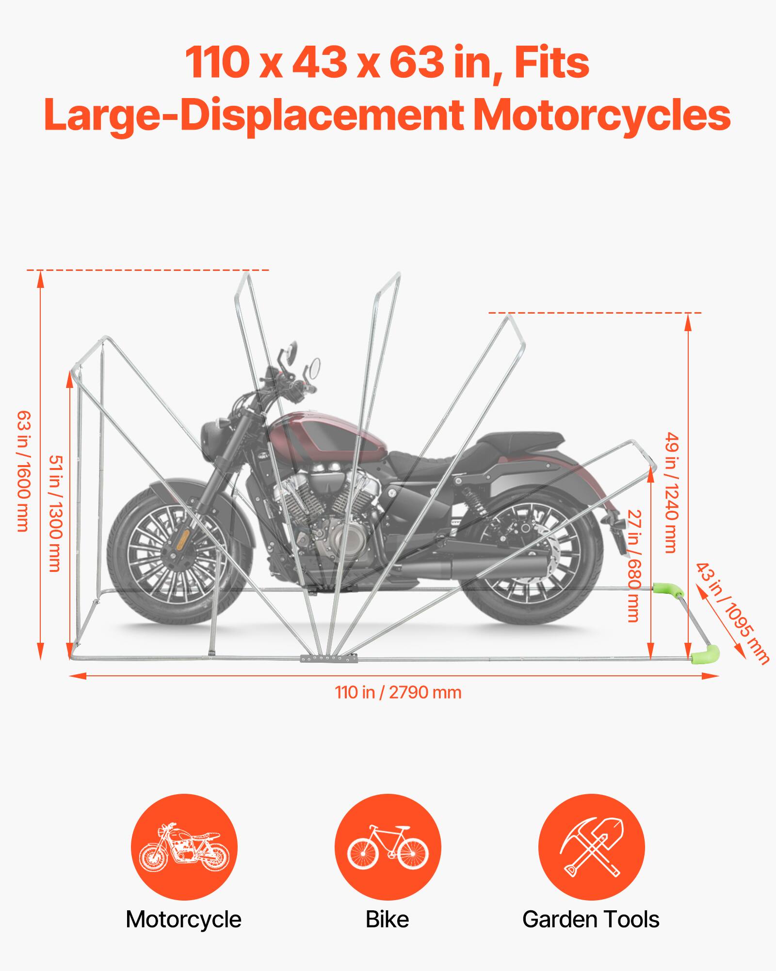 VEVOR Motorcycle Storage Shelter with Security Lock, 600D Oxford