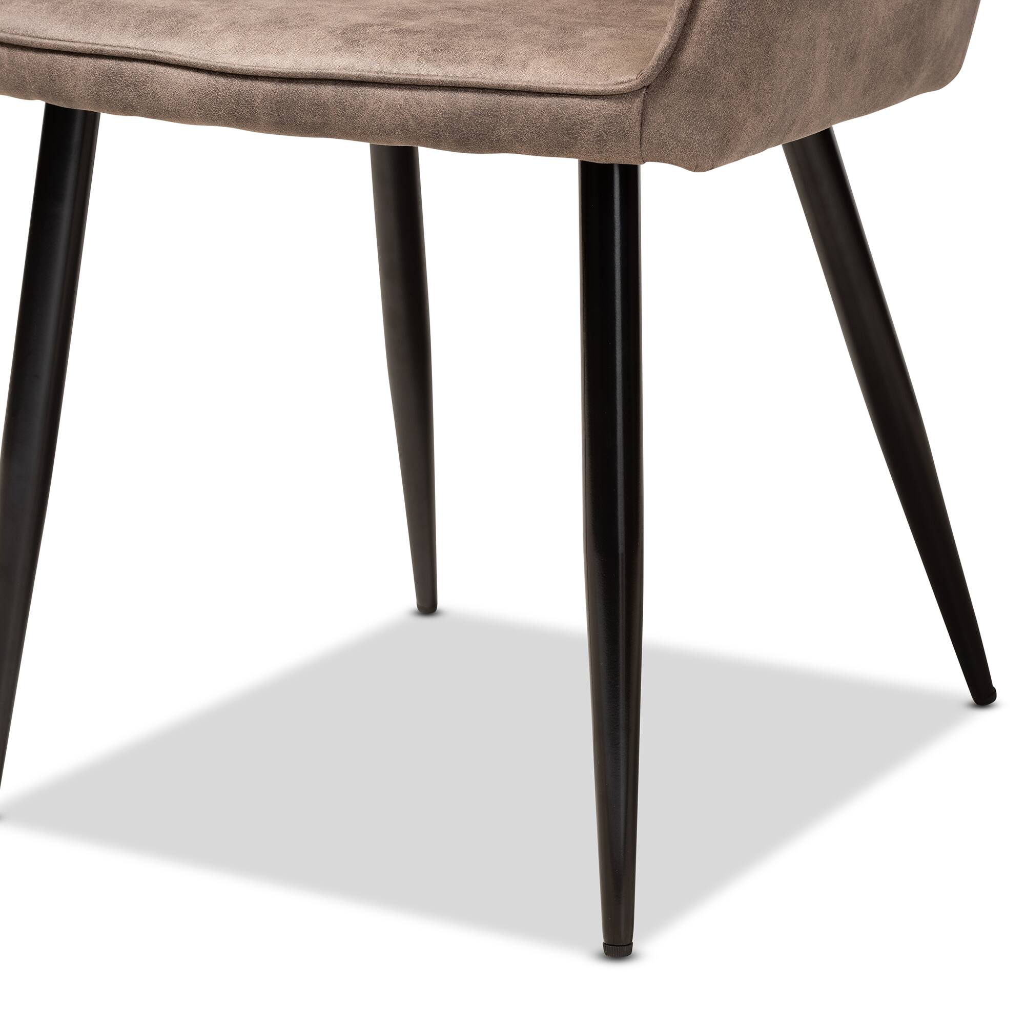 Alt View 1. Baxton Studio - Belen Modern and Contemporary Imitation Leather Upholstered 2-Piece Metal Dining Chair Set - Grey/Brown/Black.