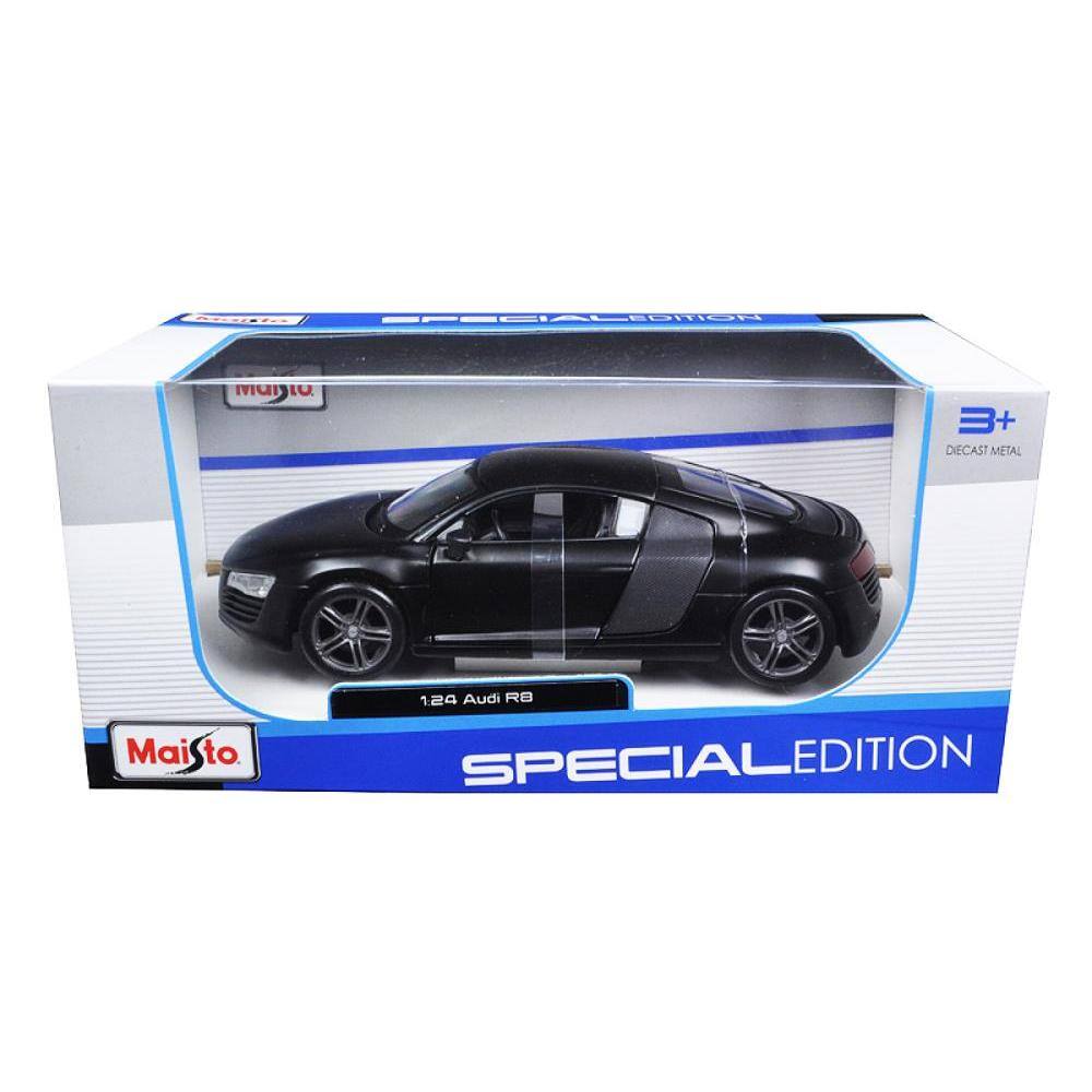 Sure, here is the corrected and grouped text from the image:

- **Maisto**
- **1:24 Audi R8**
- **SPECIAL EDITION**
- **3+**
- **DIECAST METAL**