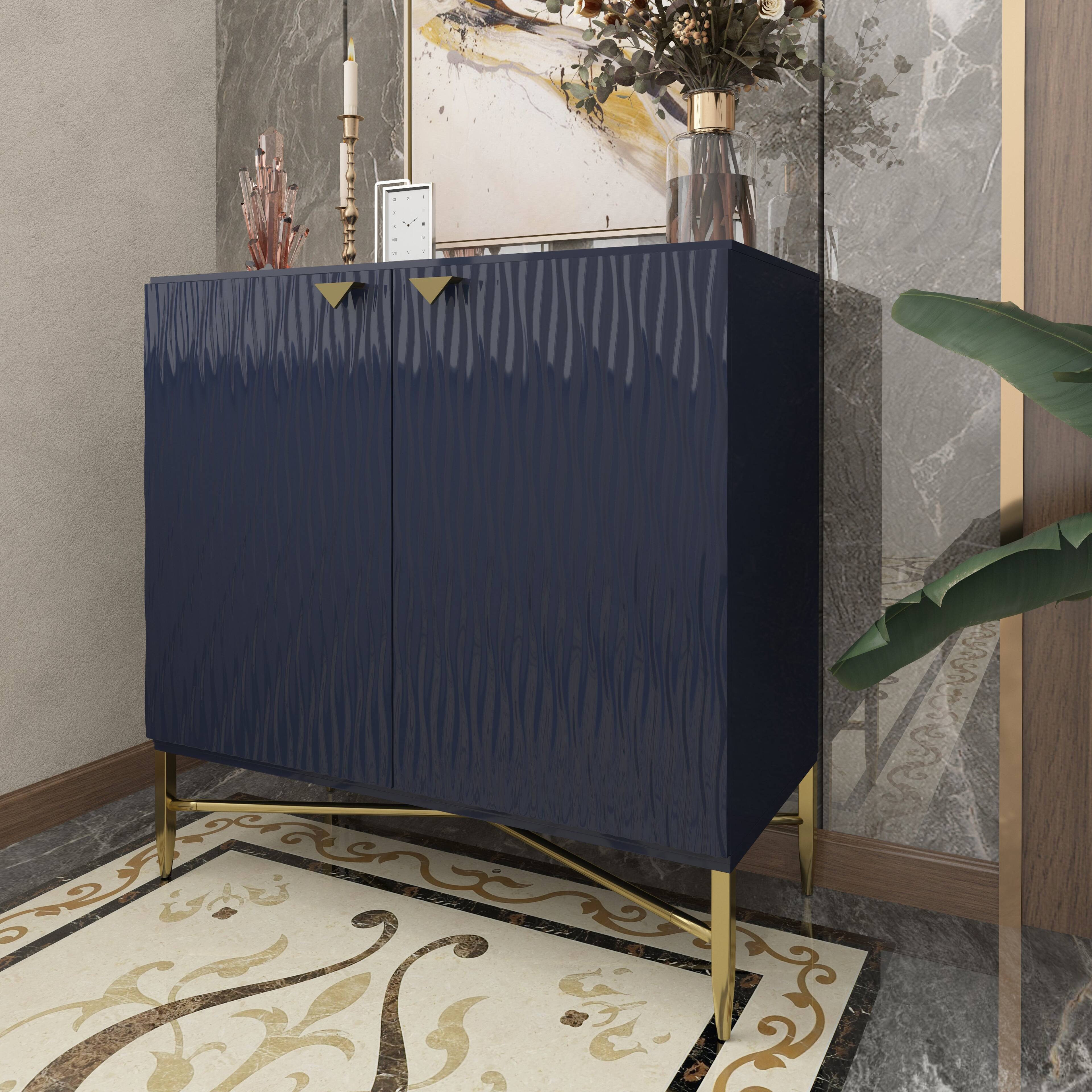 Alt View 3. Boyel Living - 2 Door Locker Accent Cabinet - Navy.
