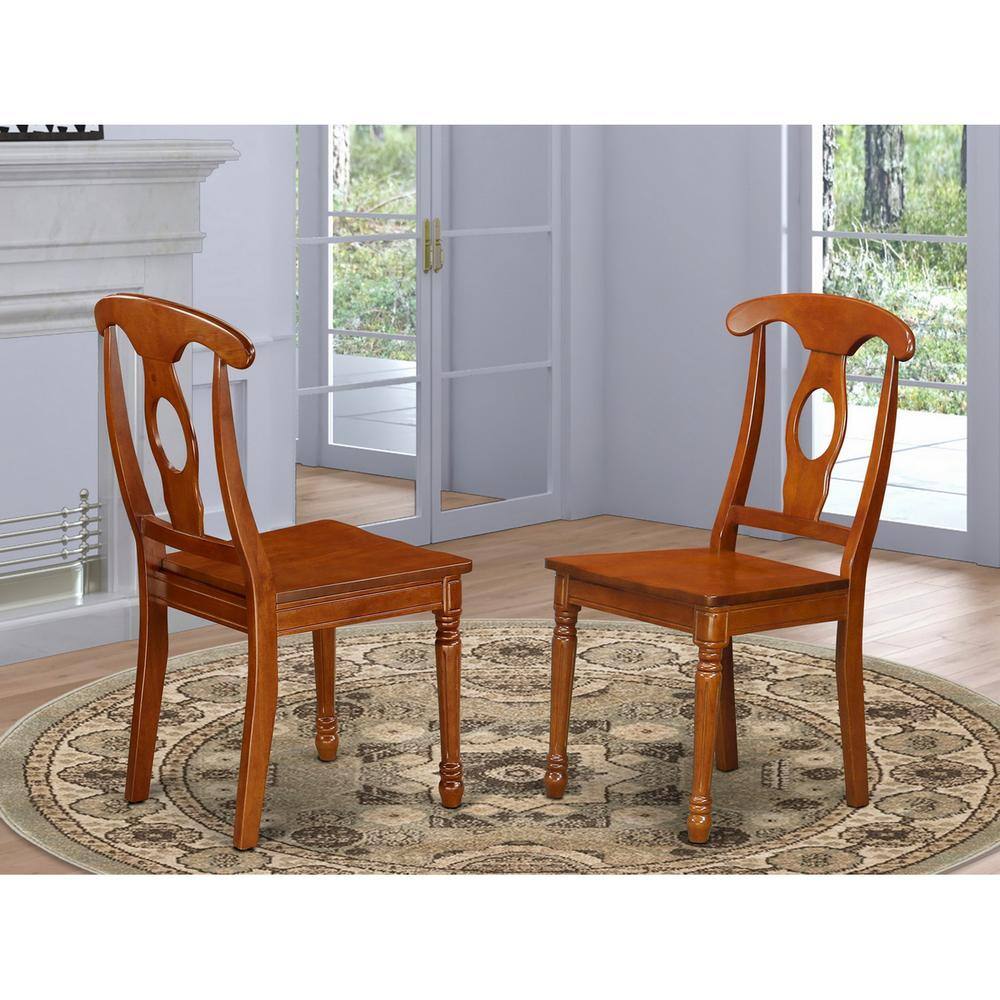 Left. East West Furniture - Napoleon styled chair with wood seat - Saddle Brown.
