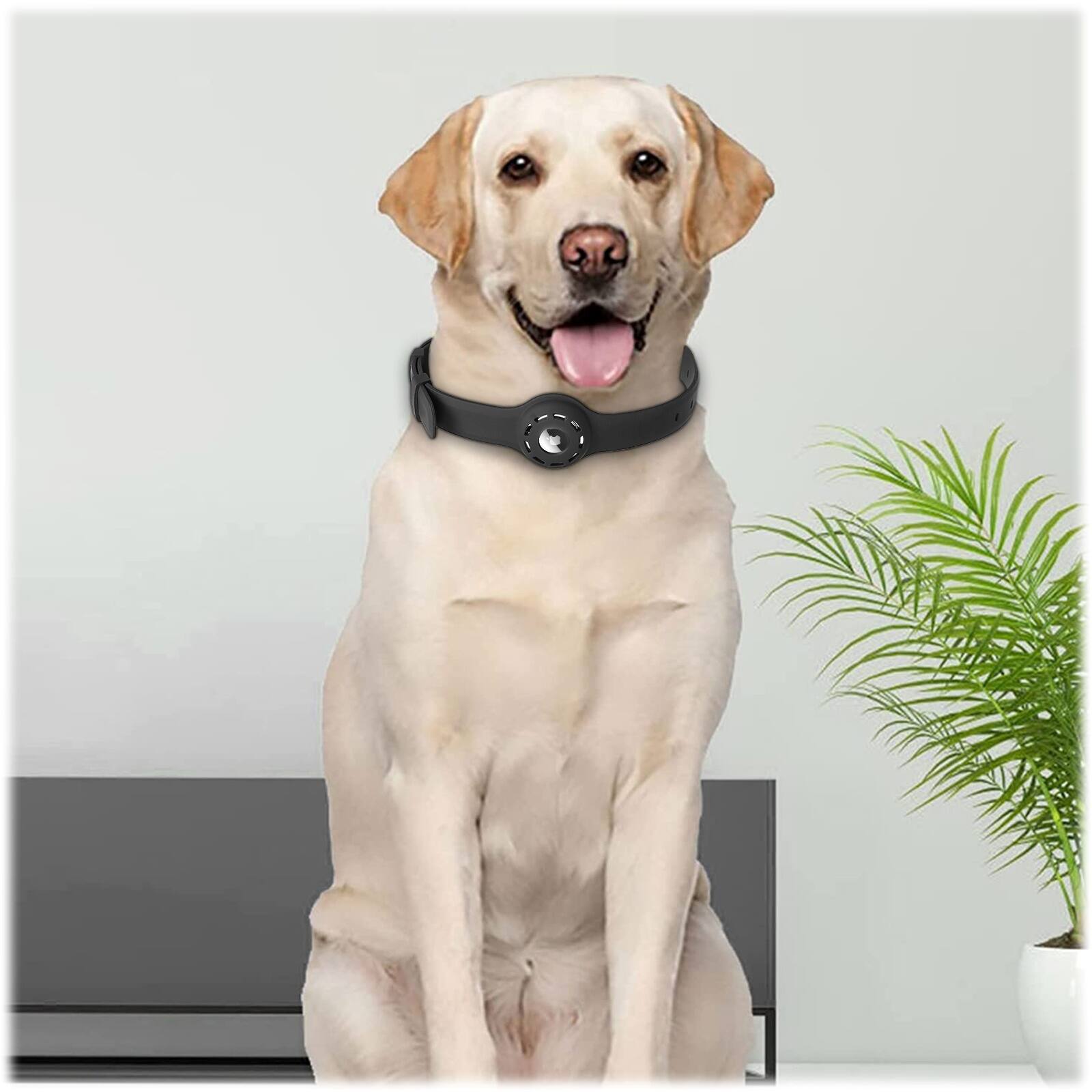 Alt View 15. SaharaCase - Silicone Dog Standard Collar with Apple AirTag slot - 16-in to 26-in Neck - Black.