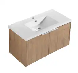 36" Floating Bathroom Vanity with Sink, Wall-Mounted Modern Cabinet, Soft Close Doors, Space-Saving Design
