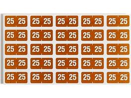 Smead - "25" ETS Color-Coded Labels, 1" x 0.5" 25 Labels/Sheet, 10 Sheets/Pack (67925) - Brown