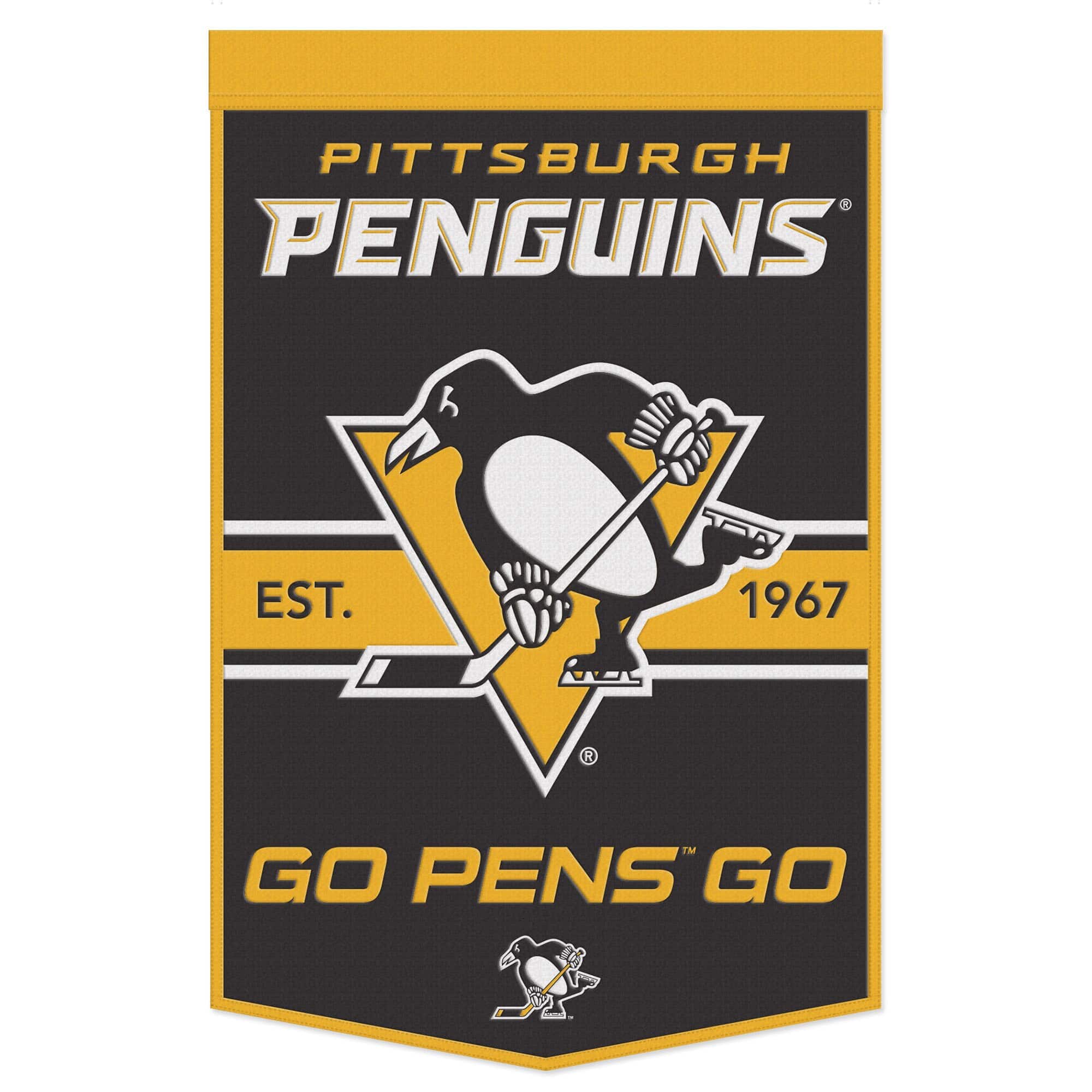 WinCraft Gagliardetto Ufficiale Pittsburgh Penguins - Banner In Feltro 38x61 Cm Per Tifosi