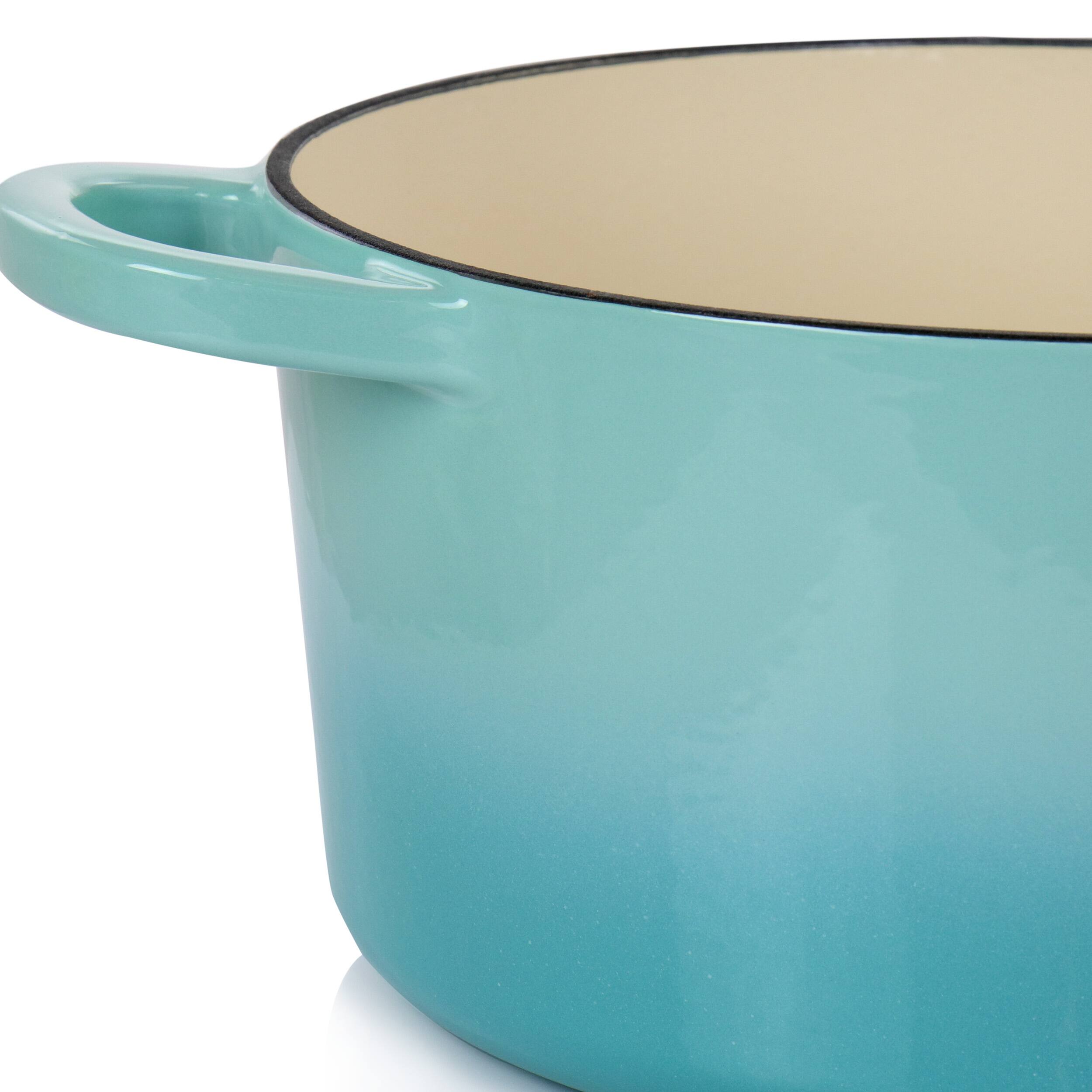 Alt View 4. Crockpot - Crock-Pot Artisan 2 Piece 5 Quarts Enameled Cast Iron Dutch Oven in Aqua Blue - Aqua Blue.