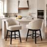 Crestlive Products - 2PC 26.5" Swivel Faux Leather Upholstered Counter Stool with Solid Wood Legs - beige
