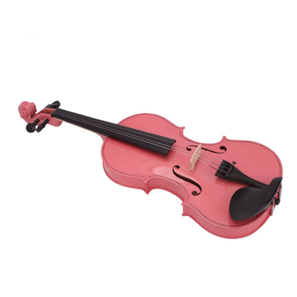 Back. Winado - 4/4 Size Pink Student Beginner Acoustic Violin Fiddle + Case+ Bow + Rosin.