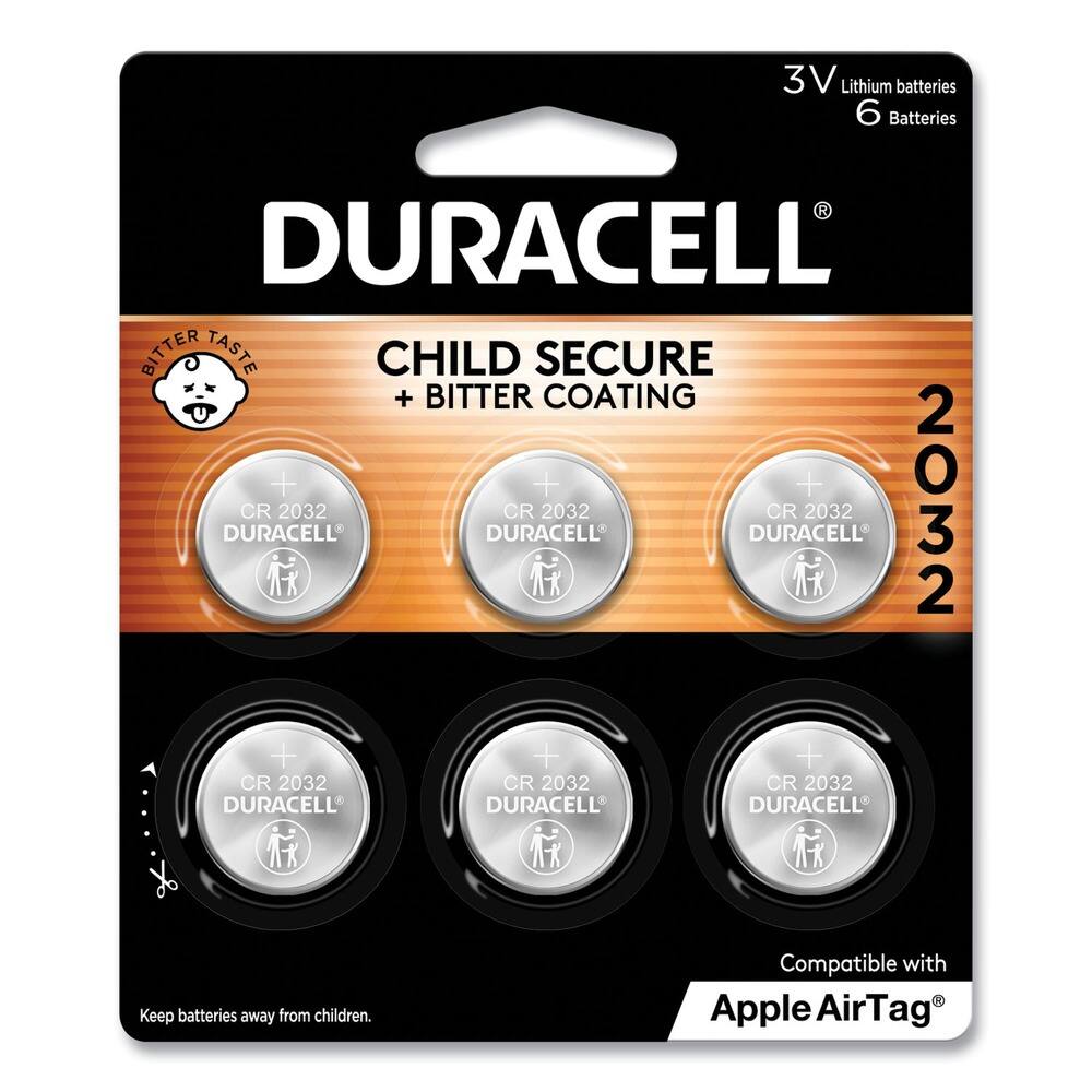 3V Lithium batteries
6 Batteries
DURACELL®
CHILD SECURE + BITTER COATING
CR 2032 DURACELL®
CR 2032 DURACELL®
CR 2032 DURACELL®
CR 2032 DURACELL®
CR 2032 DURACELL®
CR 2032 DURACELL®
Keep batteries away from children.
Compatible with Apple AirTag®