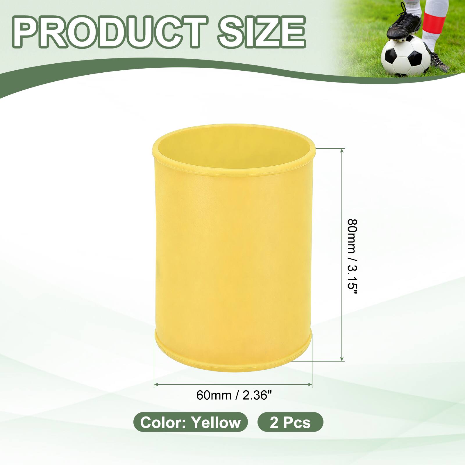 PRODUCT SIZE  
80mm / 3.15" / 3.15"  
60mm / 2.36"  
Color: Yellow  
2 Pcs
