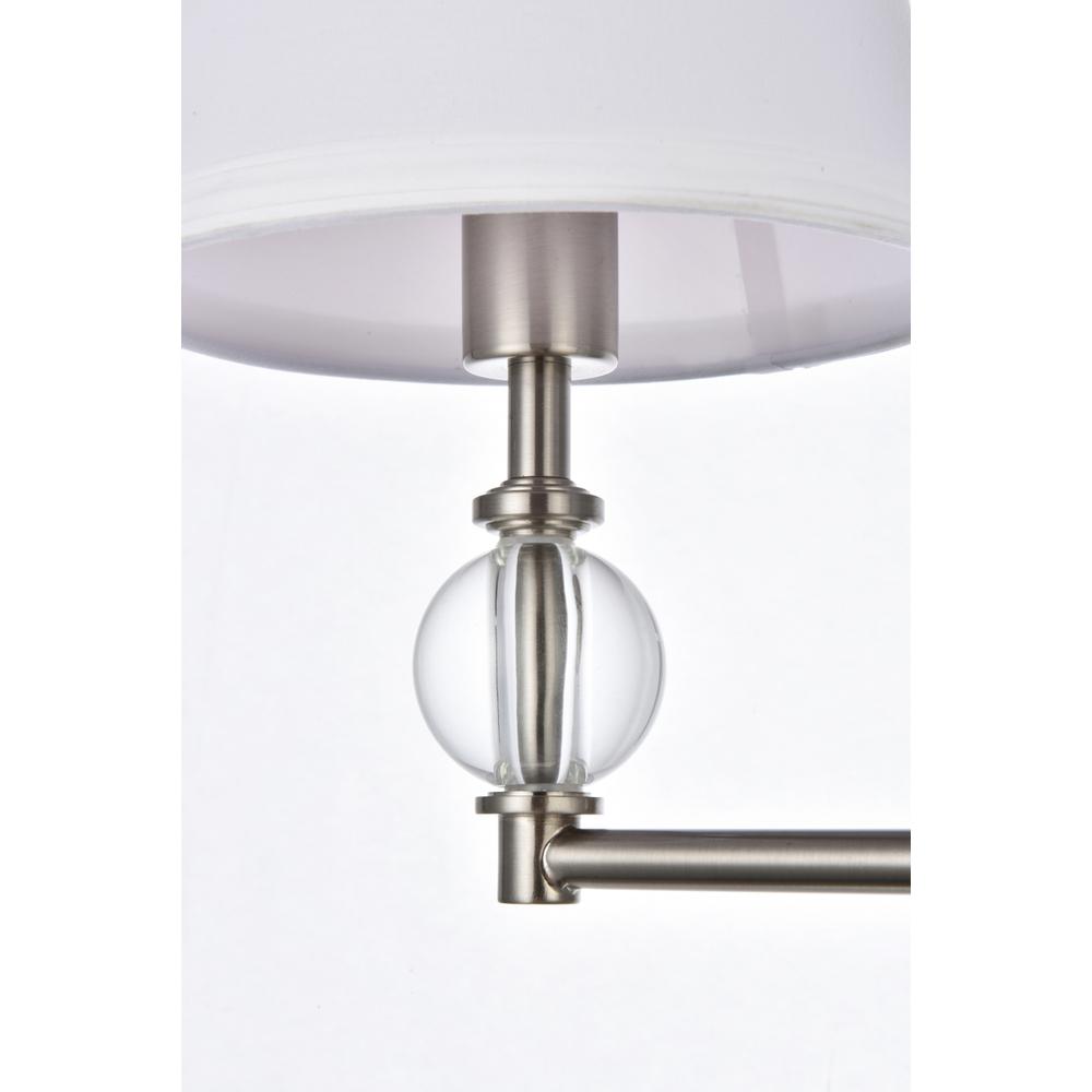 Back. Living District - Bethany 2 lights bath sconce in satin nickel with white fabric shade - Satin Nickel And White Fabric Shade.