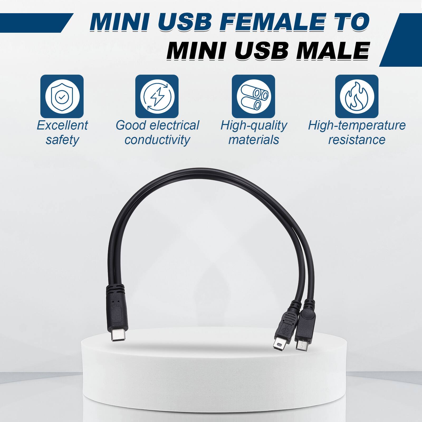 MINI USB FEMALE TO MINI USB MALE

Excellent safety
Good electrical conductivity
High-quality materials
High-temperature resistance