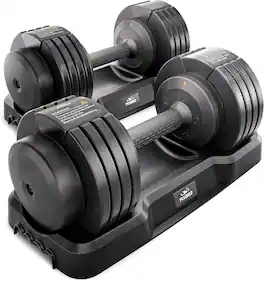 FLYBIRD - 55LB Adjustable Dumbbell, 5-in-1 Fast Adjust Weights with Anti-Slip Handle for Home Gym Workout - 55LB pair