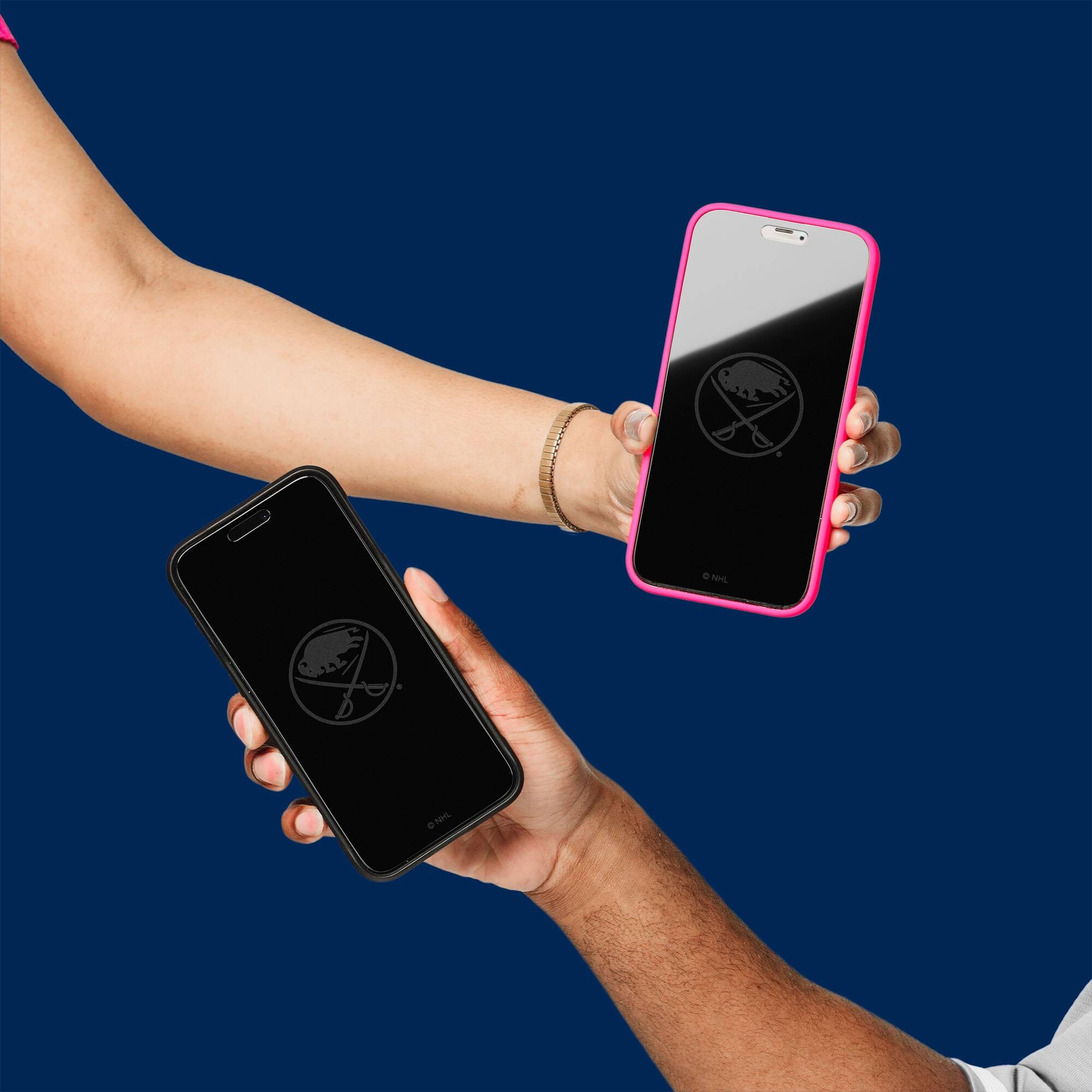 Alt View 2. Screen Skinz - Buffalo Sabres Disappearing Logo iPhone Screen Protector - 14 Pro - Multicolor.