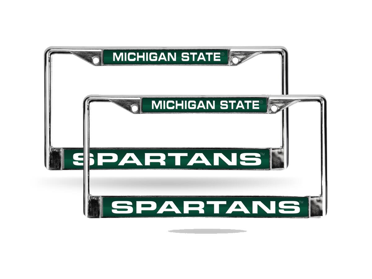 Michigan State Spartans Chrome Metal Laser License Plate Frame - Set of 2 Frames