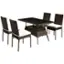 Angle. Costway - 5 PCS Patio Rattan Dining Set Glass Table High Back Chair Garden Deck - mix brown.