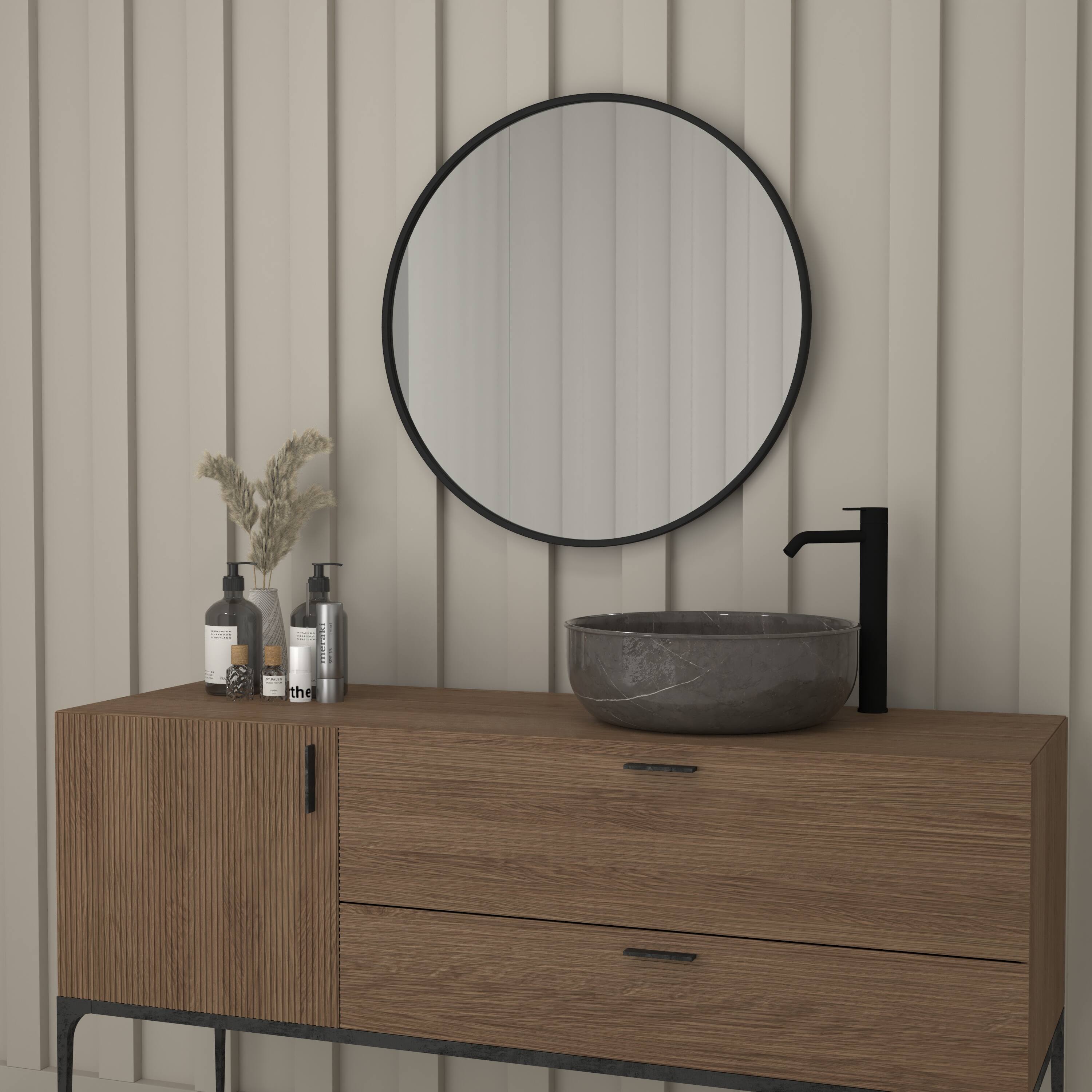 Alt View 3. Emma + Oliver - Mersin Wall Mounted Mirror with Iron Frame, Silver Backing and Shatterproof Glass for Entryways, Bathrooms and More - Black.