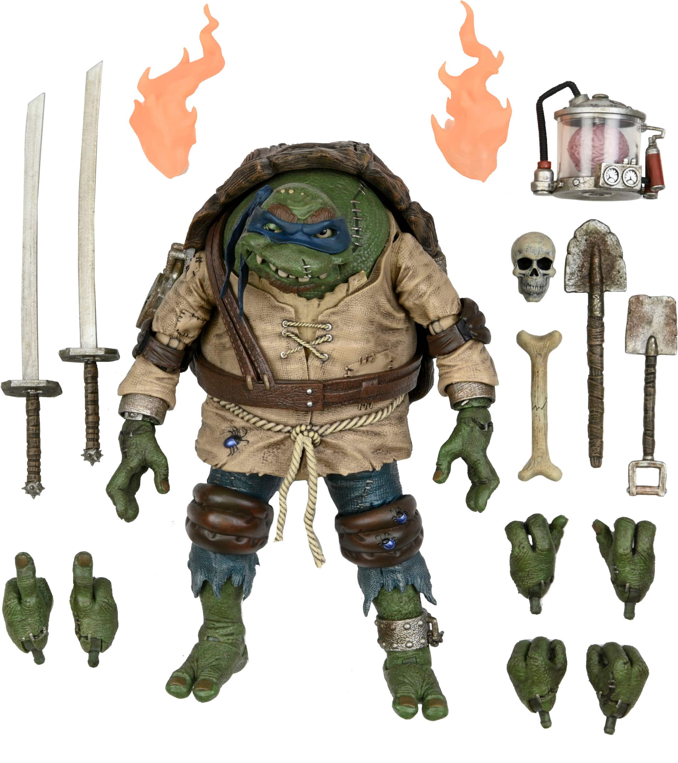 Front. NECA - Universal Monsters/Teenage Mutant Ninja Turtles 7" Scale Action Figure - Leonardo as The Hunchback.